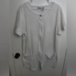 Beach Cabana women’s white cover up beach swim size large #1216